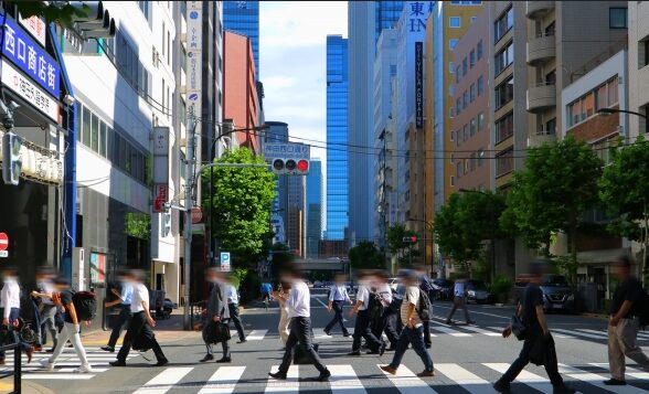 People are crossing the street.